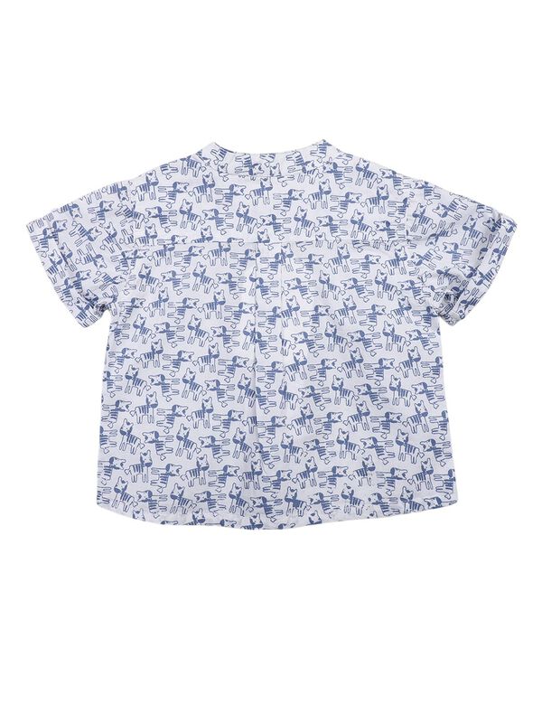 Boys White & Blue Printed Short Sleeve Woven Shirt image number 1